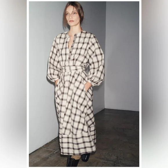 ZARA COLLECTION PLAID SHIRT DRESS - Picture 3 of 10